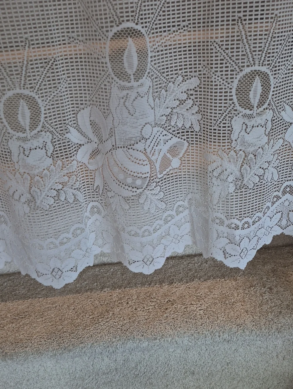 White Lace Crochet Curtain Valance Table Doilie 31x18